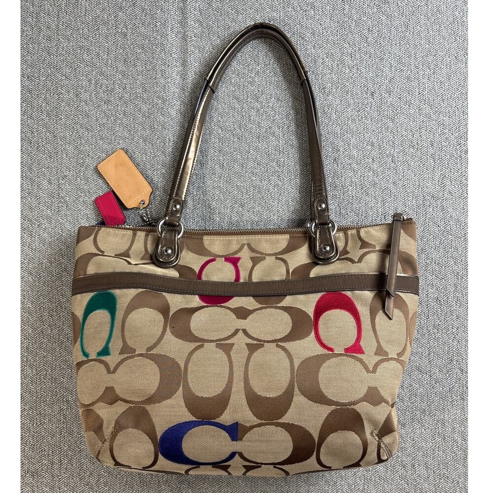 Coach Bag Poppy Embroidered Glam Tote Shoulder Purse H1282-21188 - Picture 9 of 16